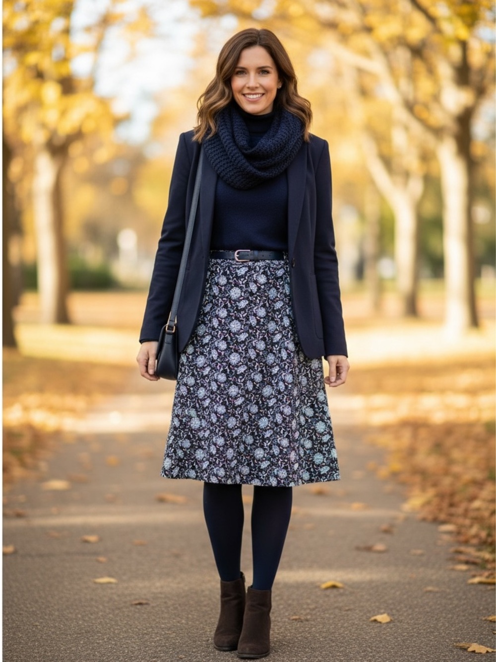 Women’s LOFT Knit Knee- Length Floral Knit Skirt, Size L